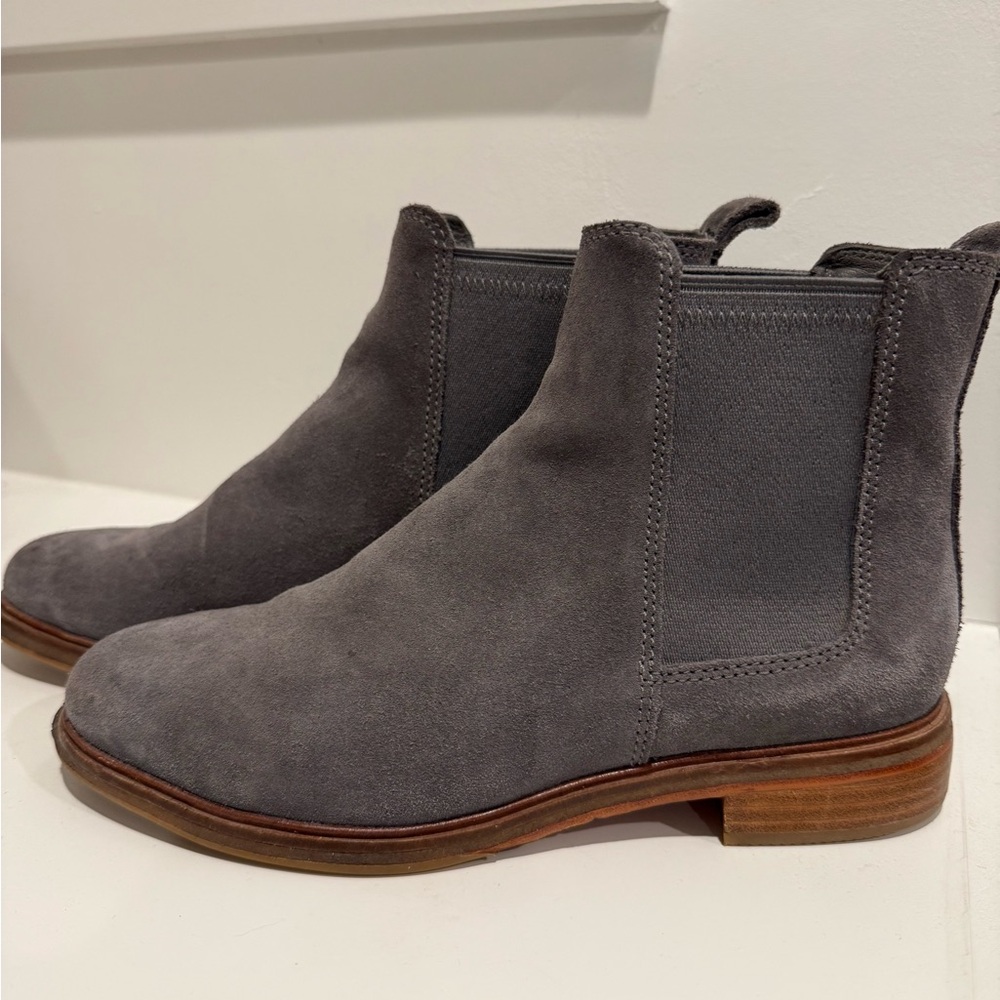 Clarks Nella Gray Suede Chelsea Boots
